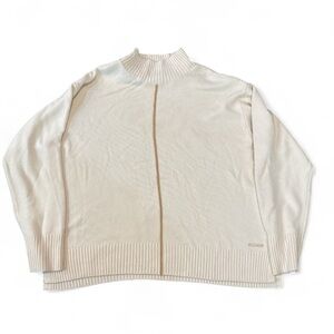 French Connection Moc Neck Knit Cream Cozy Sweater Top Size Large NWT